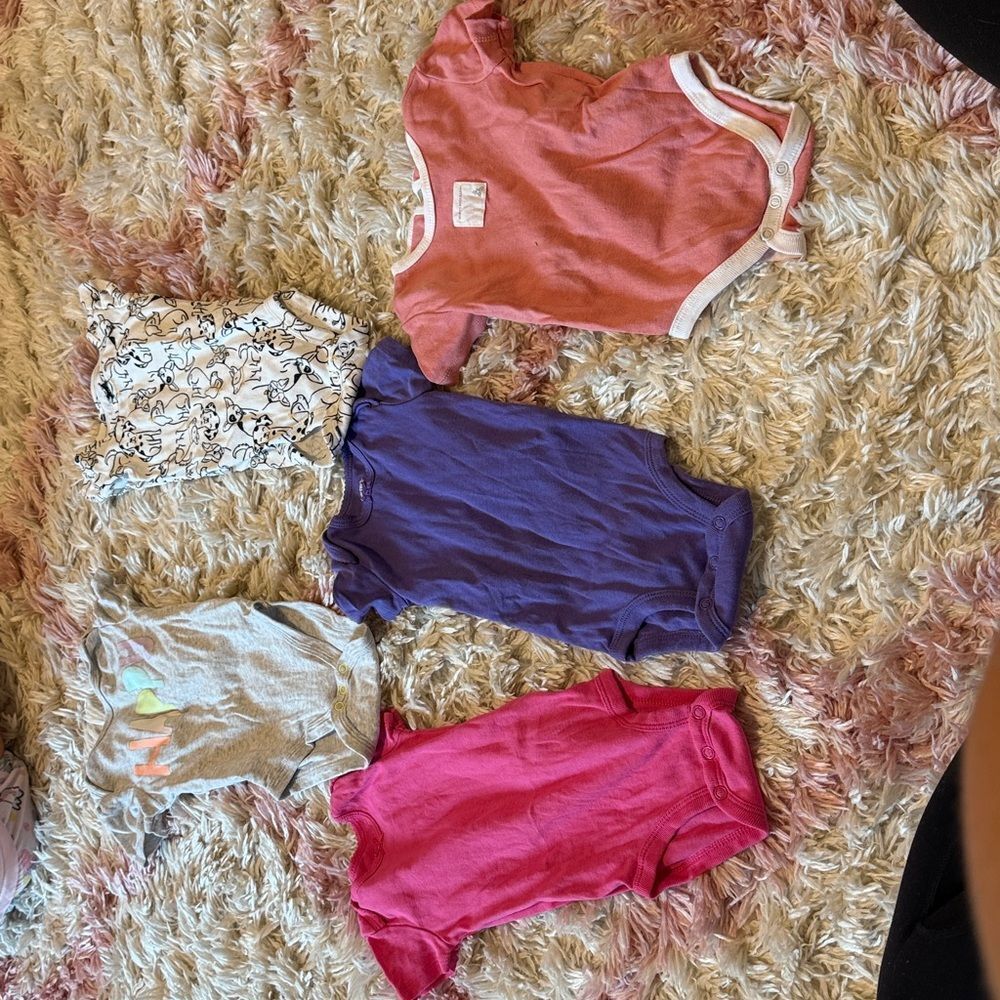 Set of Colorful Baby Onesies 6M